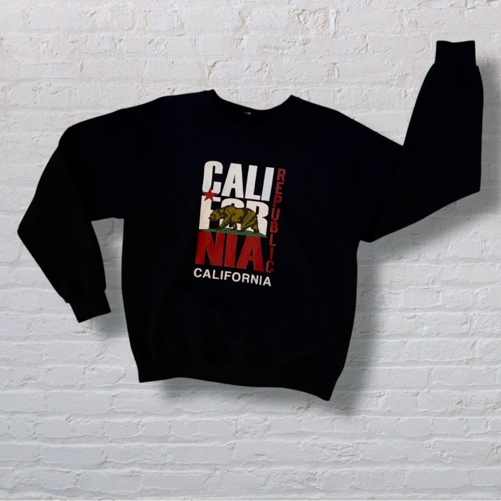 California Republic Graphic Sweatshirt Black Crewneck Pullover (Men’s L)